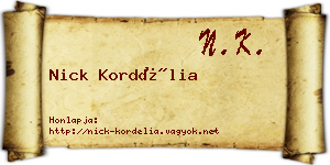 Nick Kordélia névjegykártya